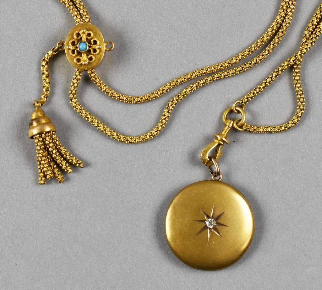 Antique Gold Filled, Gold Plated Pocket Watch Chains, Fobs (1 of 5)