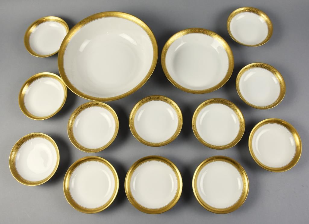 Vintage Pickard Etched China, Gold Encrusted Rims (1 of 5)