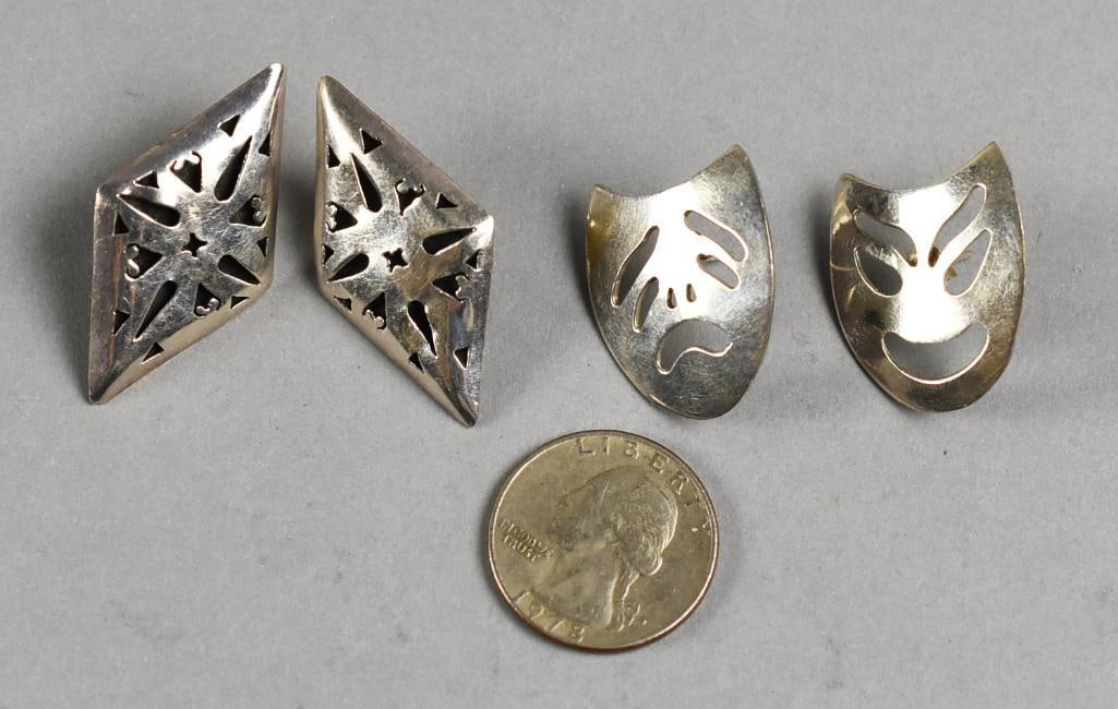 2 Sterling Mexican Pierced Earring Sets - 7