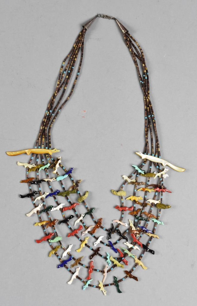 Vintage Zuni Five Strand Fetish & Heishi Bead Necklace (1 of 9)