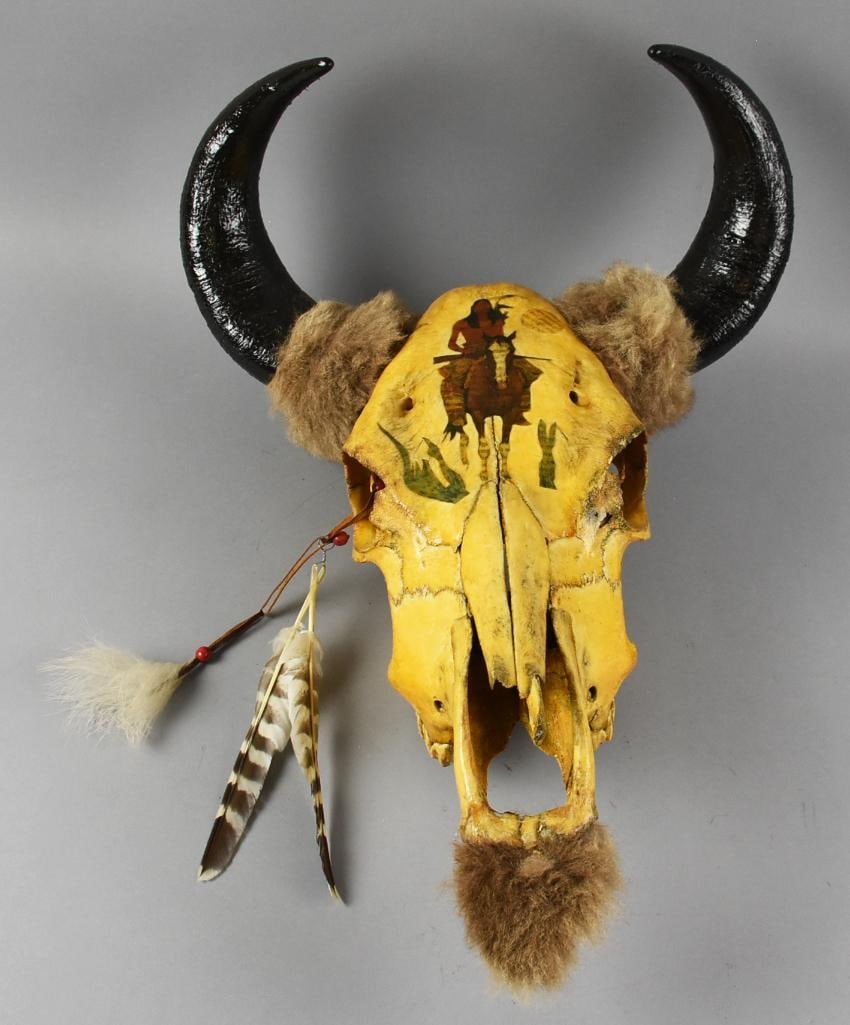 Vintage Buffalo Skull, Native American Adornments & Art (1 of 10)