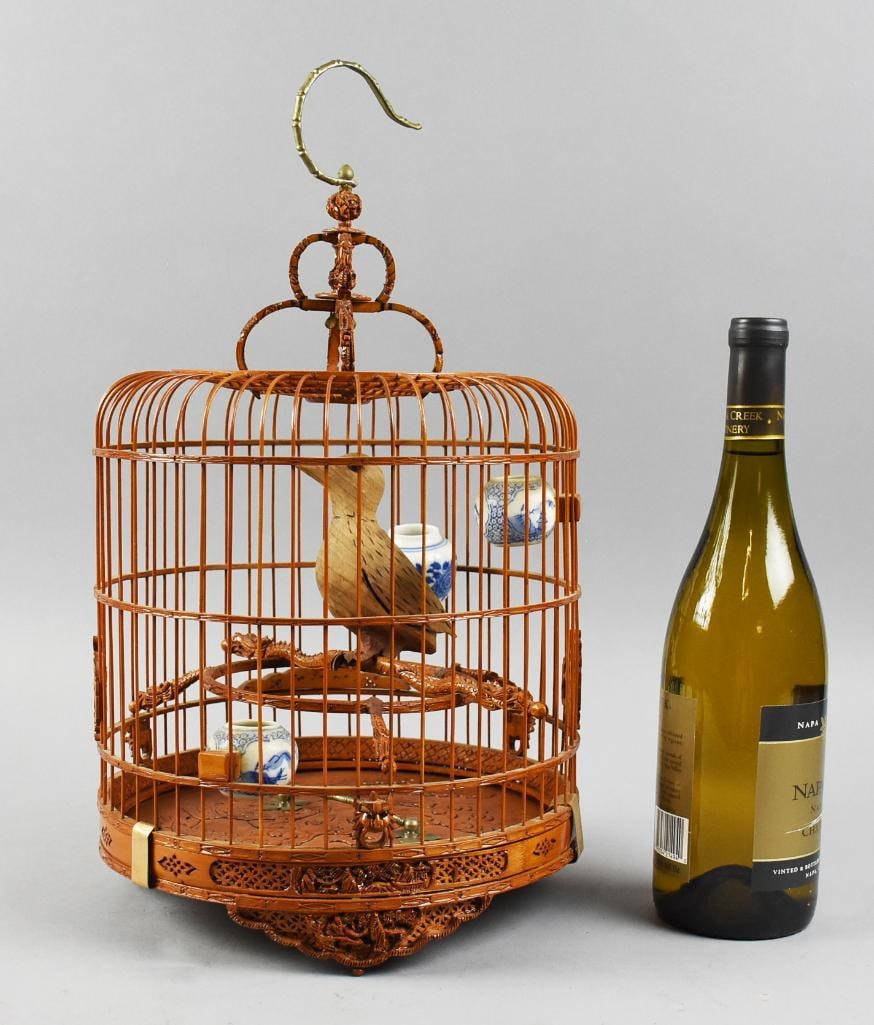 Antique Chinese Split Bamboo Birdcage - 12