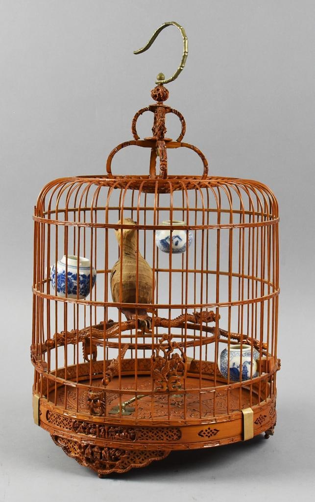 Antique Chinese Split Bamboo Birdcage - 2