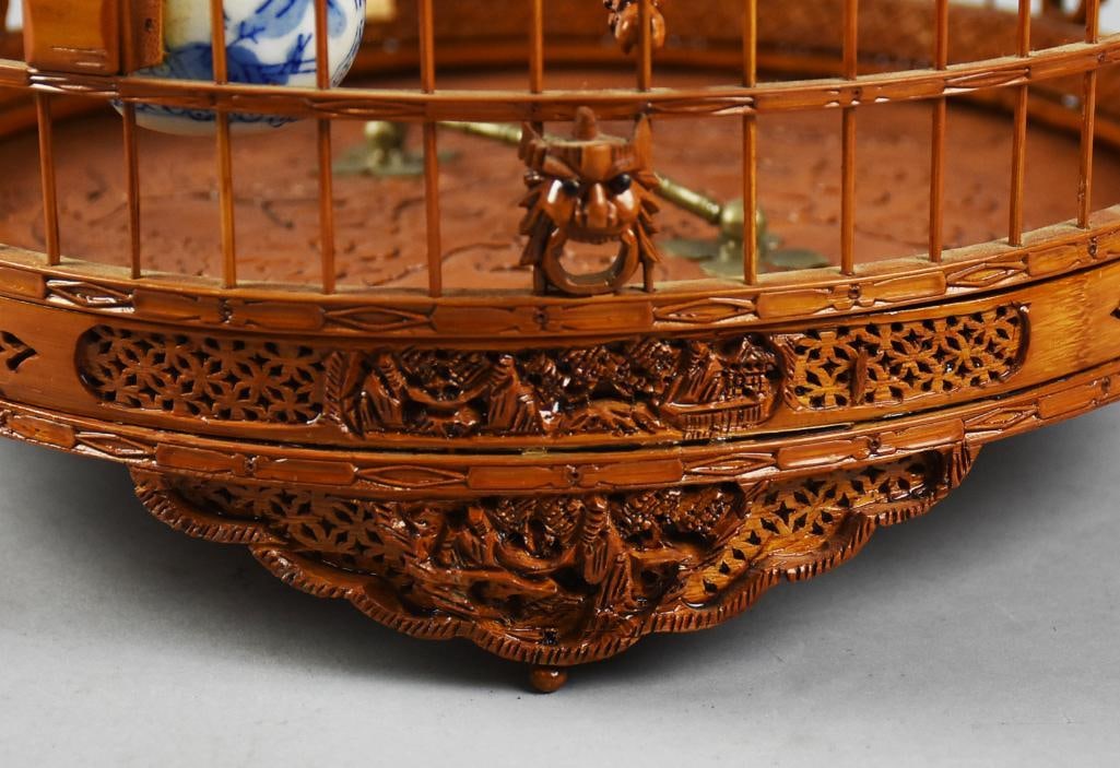 Antique Chinese Split Bamboo Birdcage - 7