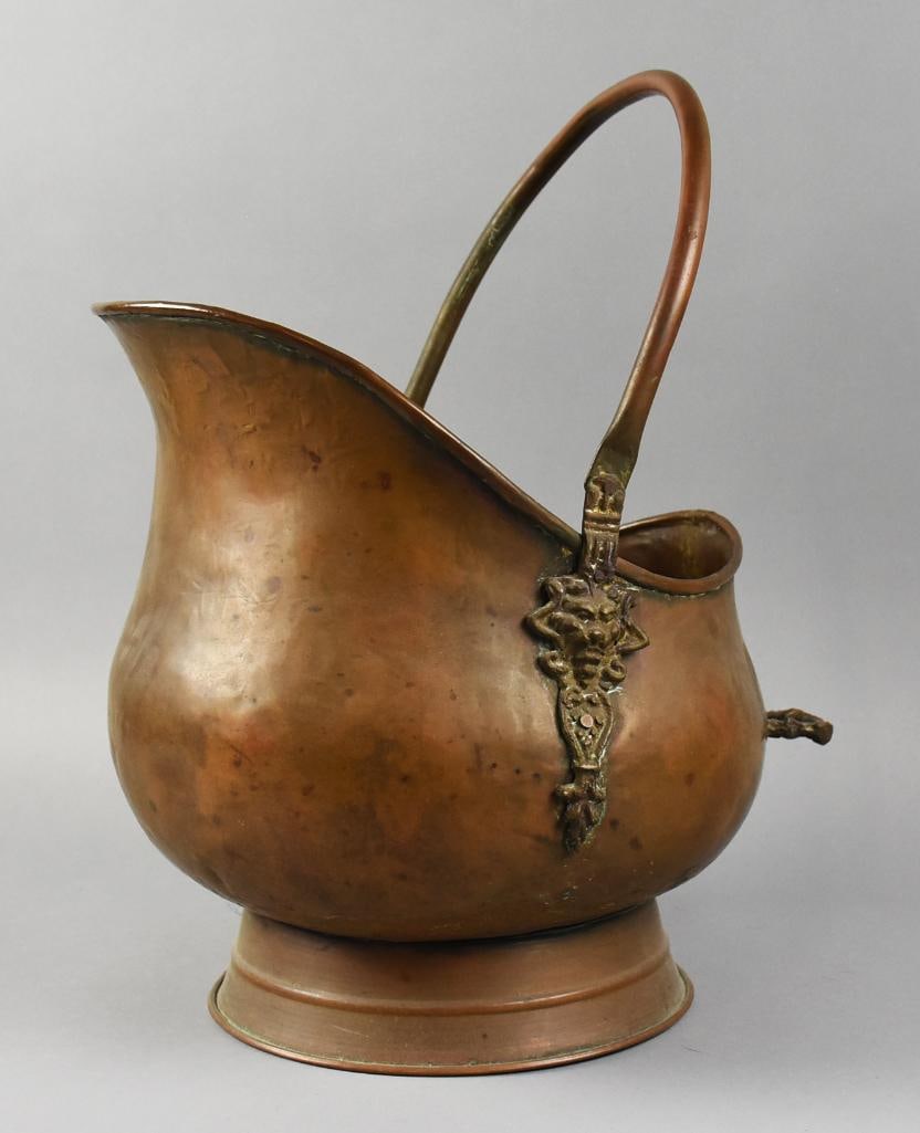Arts & Crafts Antique Copper Helmet Coal Scuttle (1 of 9)