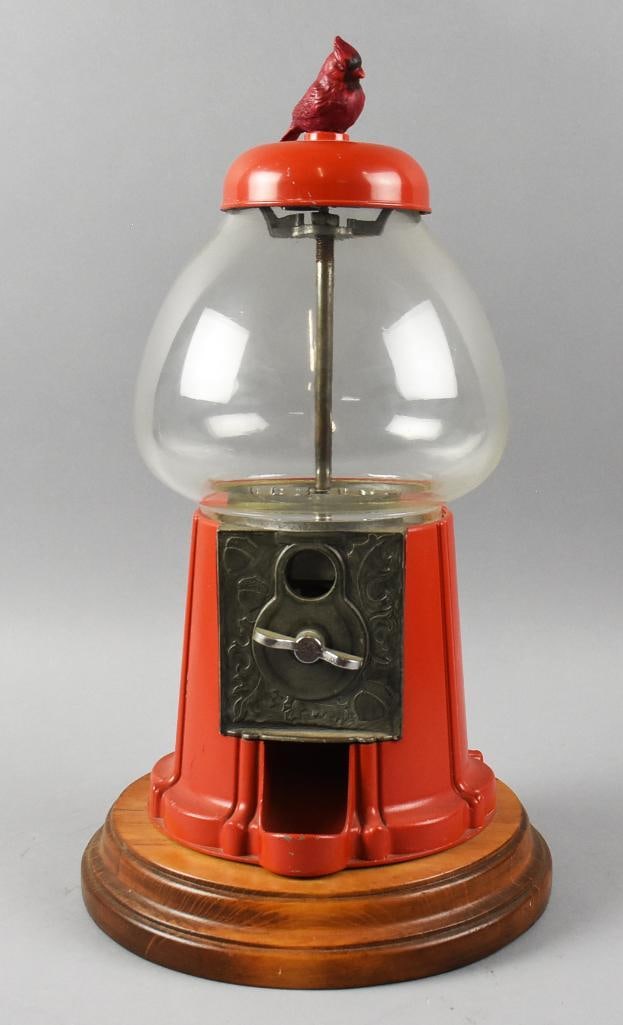 Rare Vintage Acorn Bubblegum Machine, Cardinal Key (1 of 10)