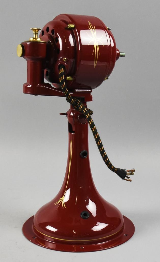 Antique Fan Motor and Base, Restored: This is a beautiful antique fan motor and base, just missing the cage and blades. Unknown manufacturer, stands approx. 15" tall. Nicely restored and ready for the next phase. From the home of a