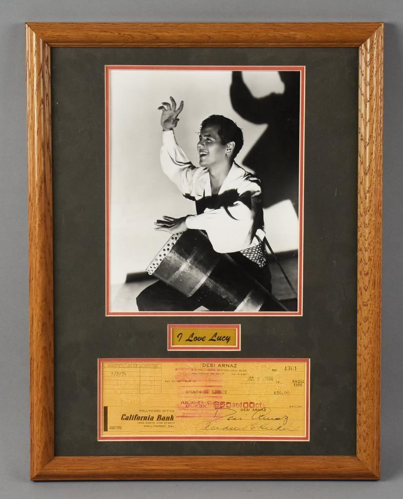 1954 Desi Arnaz Signed Bank Check, B&W Photo Shadowbox: COMING SOON