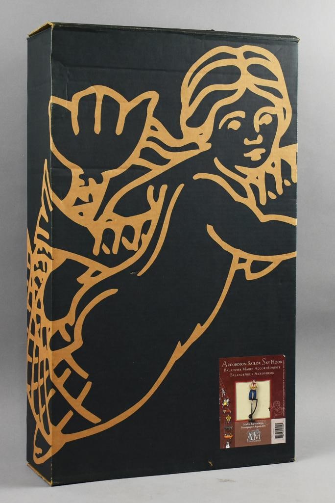 Hand Crafted Accordion Sailor Sky Hook, Original Box: Adorable balance toy from Authentic Models of the Netherlands. This fella is called Accordion Sailor Sky Hook and has been hand crafted and painted. Comes in the original box and stands approx. 23"