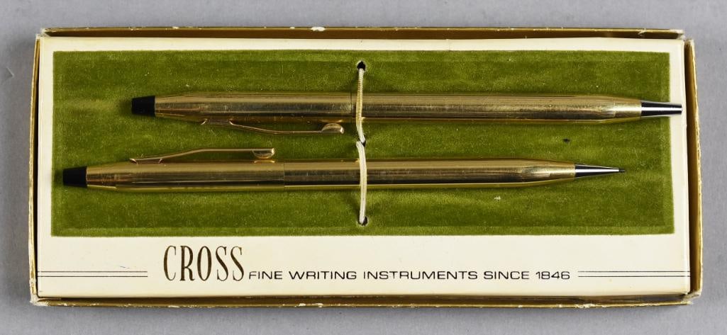 Vintage Cross Ball Pen & Pencil Set No. 6601, Gold Filled: Fantastic professional pen and pencil set from Cross. Pen is ball point, both are 12K gold filled and No. 6601. Set comes in the original box.