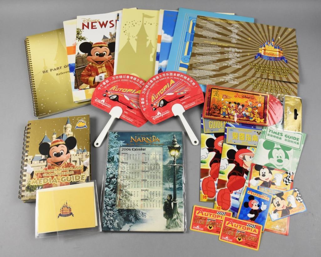Hong Kong Disney Autopia Media Guides and More: Great lot of Hong Kong Disneyland memorabilia. Includes pieces for Autopia, the Grand Opening, Narnia, Maps and more.?