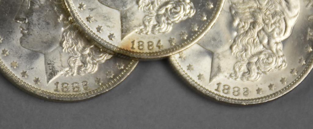 1882, 1884 Morgan Silver Dollars - EX - 3