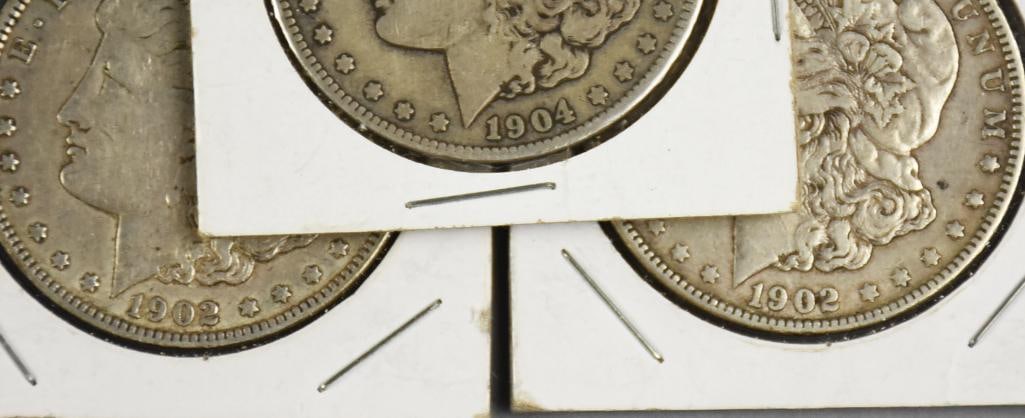 1902, 1904 Morgan Silver Dollars - 3