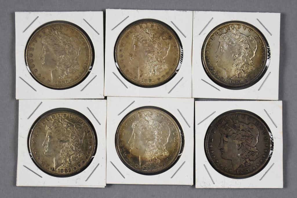 1880-1882, 1887 Morgan Silver Dollars - VF to EX (1 of 5)