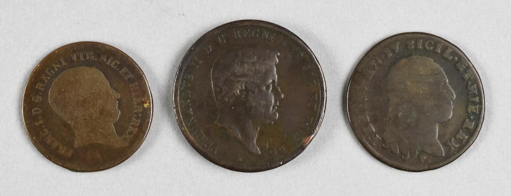 1799, 1827 and 1847 Italian Tornesi Coins: These are very old Italian coins. They are Tornesi from 1799, 1827 and 1847.