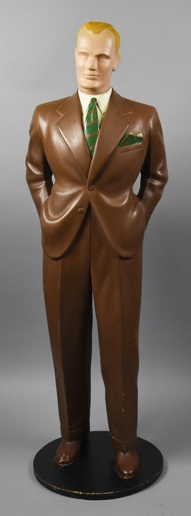 c1940 Male Form Shop Mannequin, Solid Wood