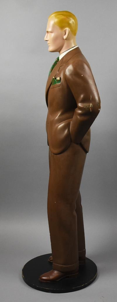 c1940 Male Form Shop Mannequin, Solid Wood - 7