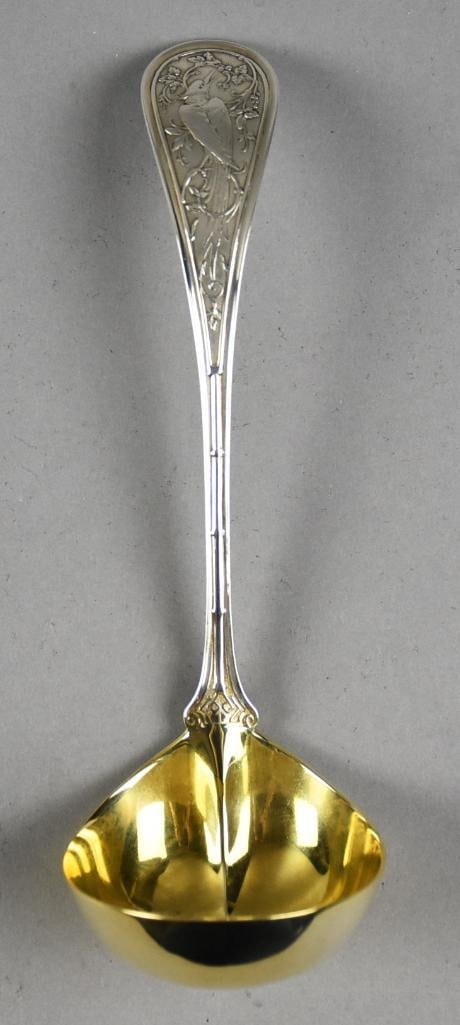 1865 John Wendt Sterling Bird Bouillon Ladle, Gold Wash (1 of 6)