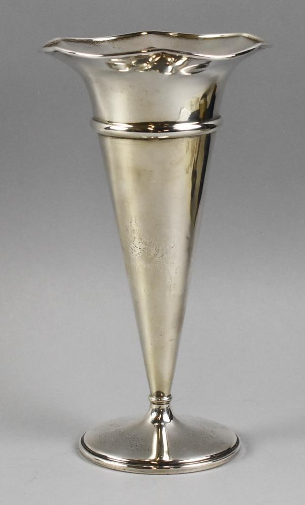 Vintage Sterling Silver Trumpet Vase, Weighted Base (1 of 7)