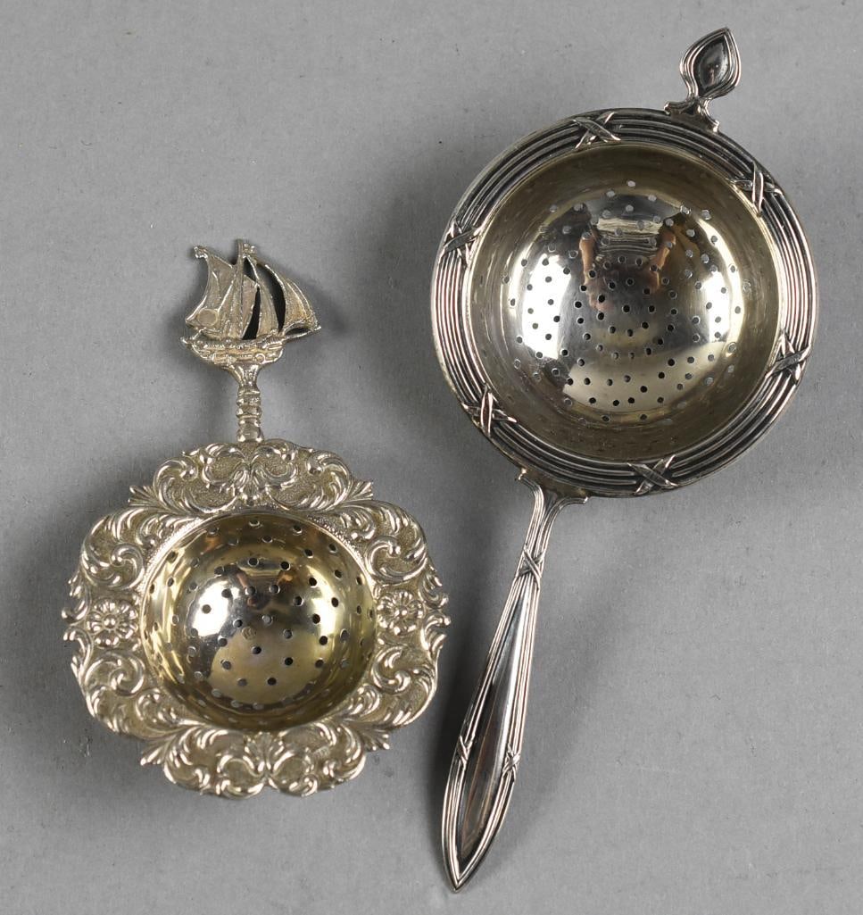 Vintage 925 & 835 Silver Tea Strainers (1 of 6)