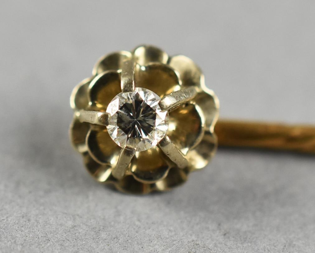 Antique 22K Yellow Gold and Diamond Stick Pin (1 of 8)