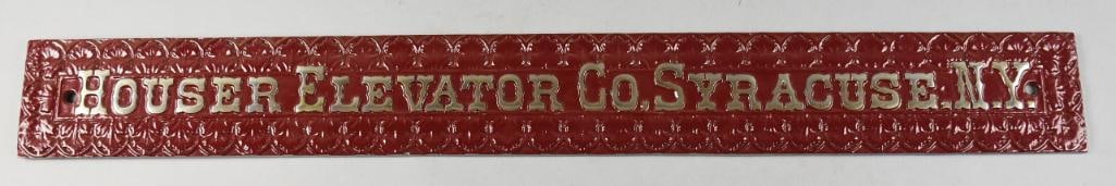 Antique Houser Elevator Co. Cast Metal Sign, Restored (1 of 4)