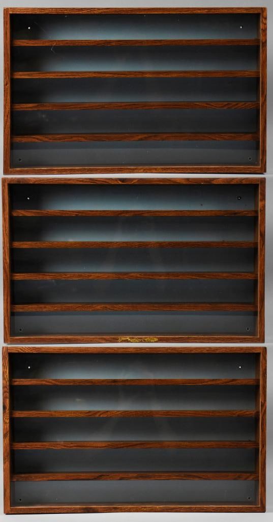 3pc Solid Wood Display Shelving w Plexiglass - 2