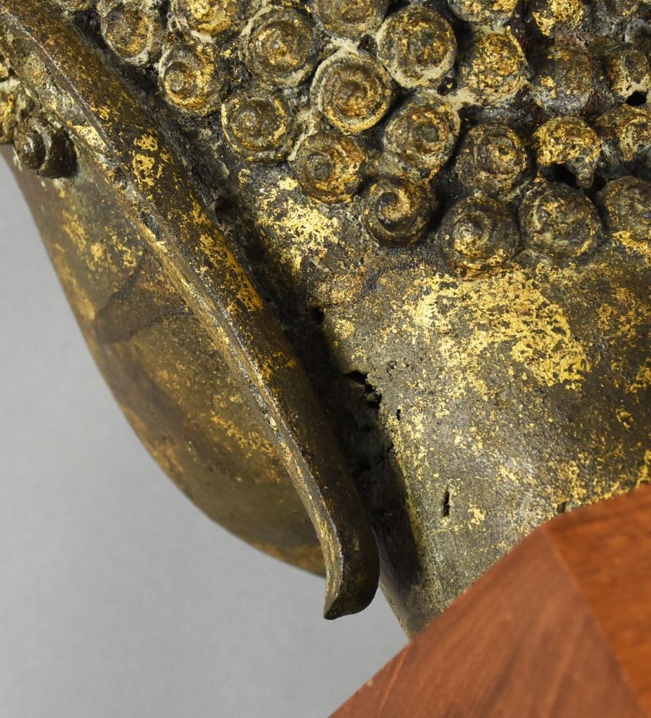 Vintage Thai Sukhothai, Bronze Buddha Bust - 12