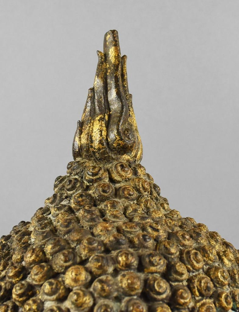 Vintage Thai Sukhothai, Bronze Buddha Bust - 5