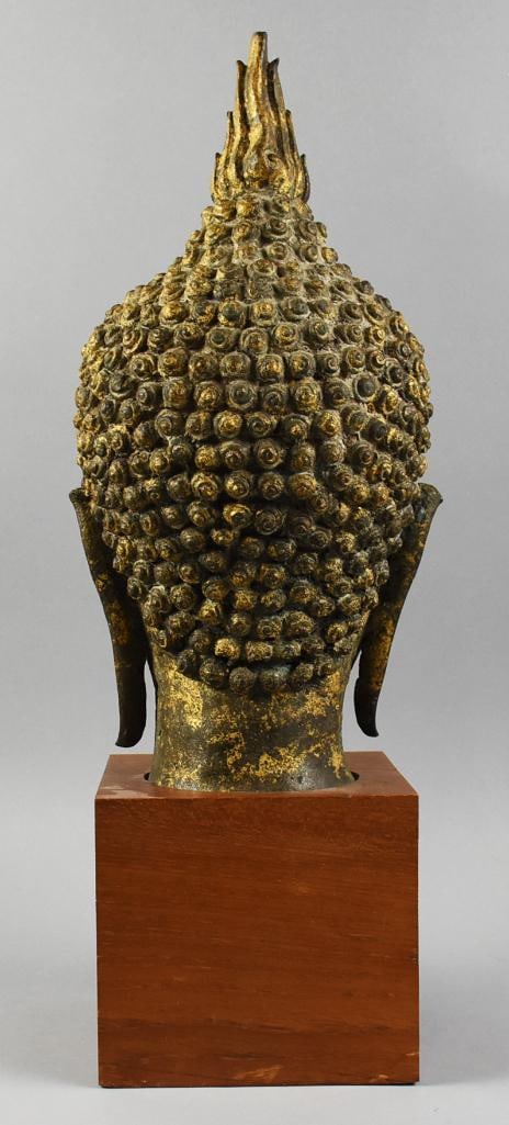 Vintage Thai Sukhothai, Bronze Buddha Bust - 8