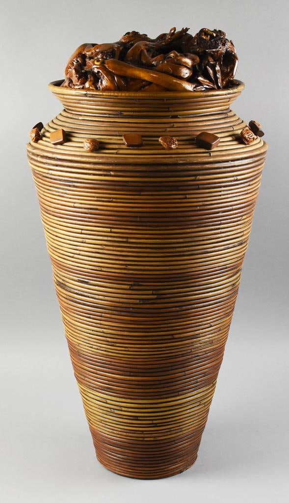 Vintage Hand Crafted Floor Basket, Grotesque Style Lid (1 of 14)
