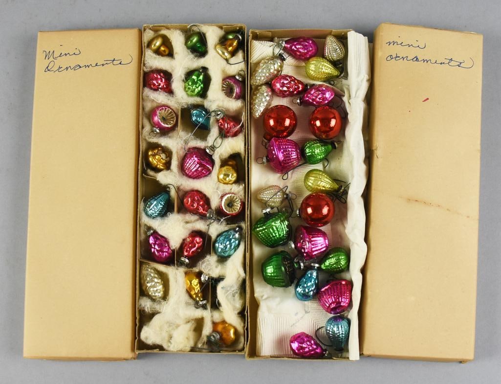 c1930 Glass Figural Christmas Ornaments, Original Boxes (1 of 4)