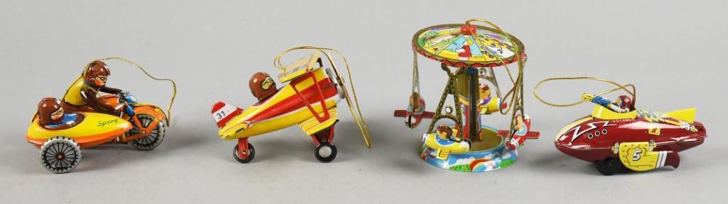 Vintage ZZ & Schylling Tin Toy Christmas Tree Ornaments (1 of 4)