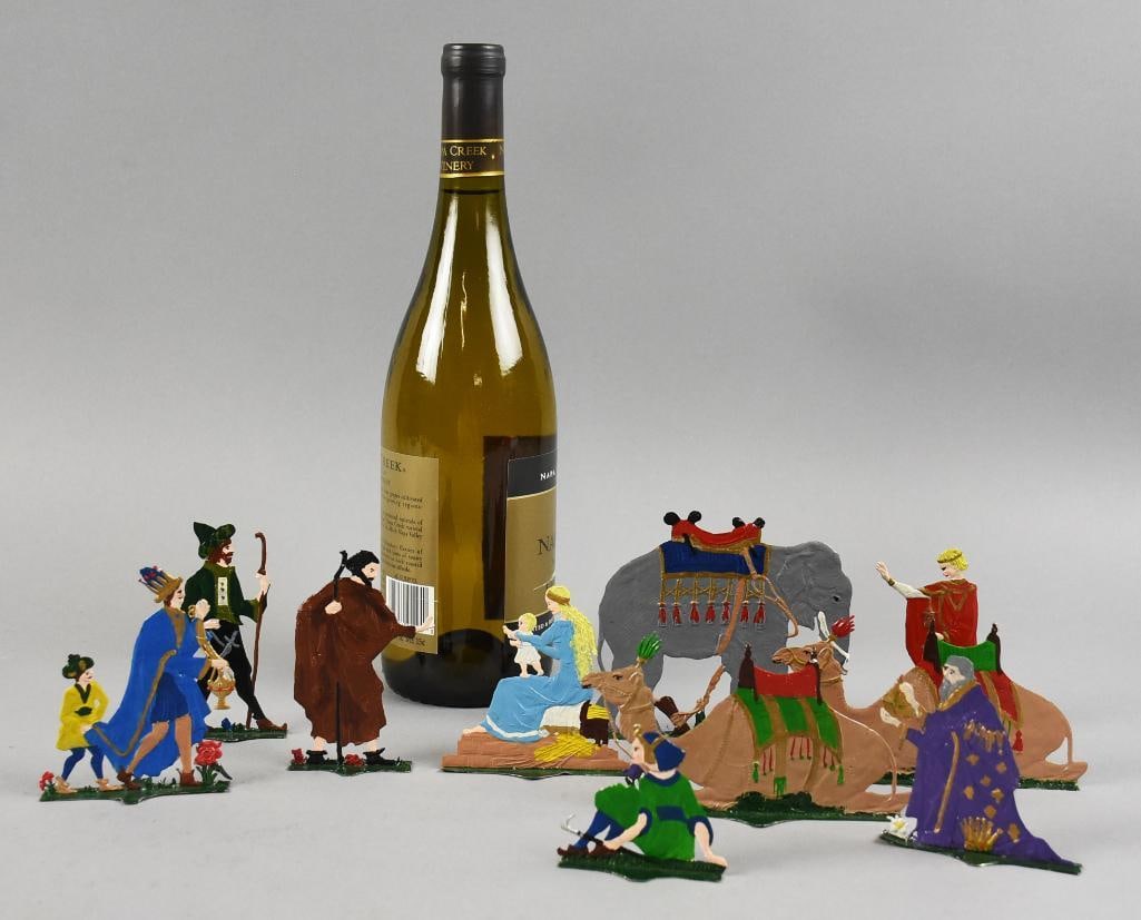 Antique Hans Heinrichsen Polychrome Painted Flat Nativity Set - 5
