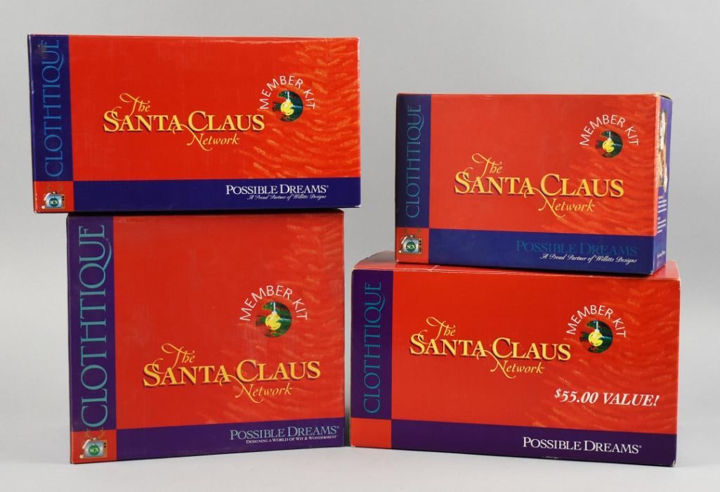 Possible Dreams Clothtique Santa Claus Figures Member Kits: These are some very nice member kits Clothtique Possible Dreams, Clothtique collection Santa figures. All from the 2000s.