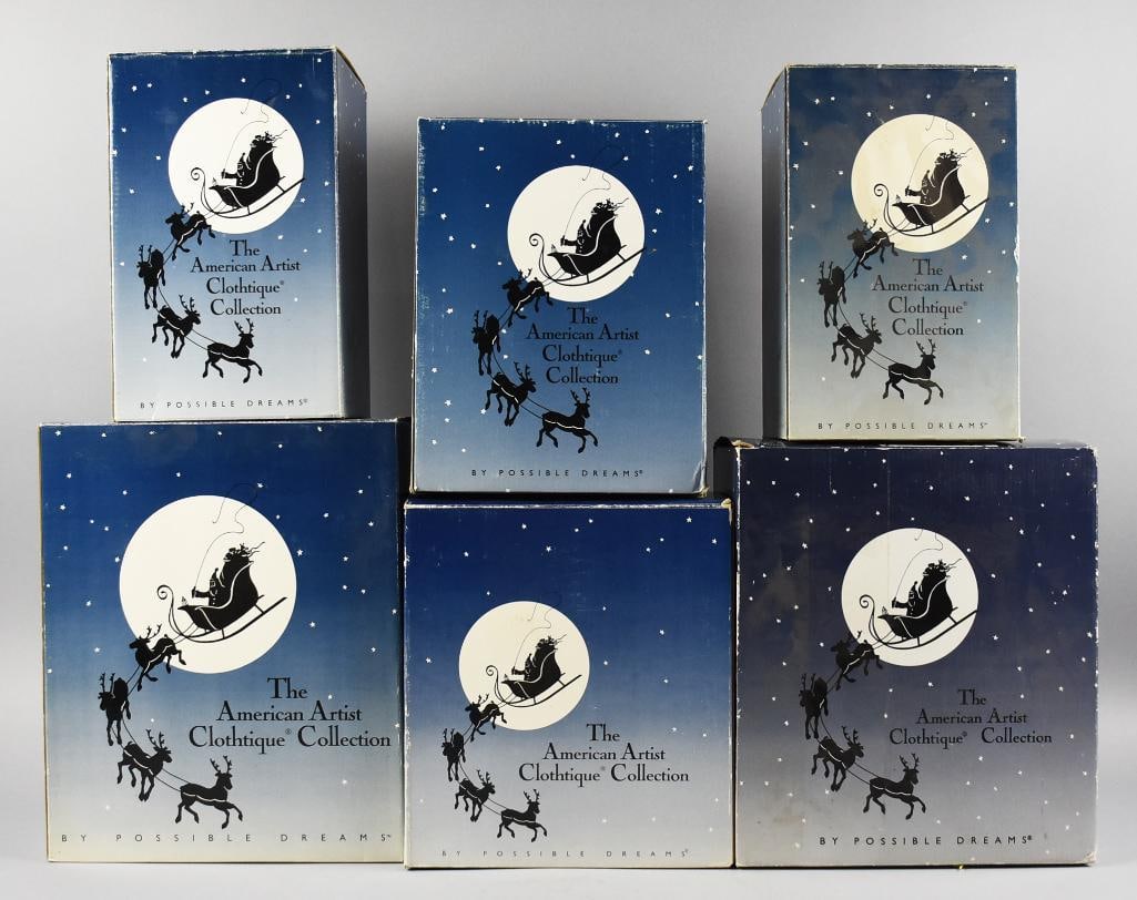 Possible Dreams Clothtique American Artist Collection, MIB: They include A Touch of Magic (in a different box), A New Suit for Santa, Ready for Christmas, The Workshop, Traditions and The Magic of Christmas.