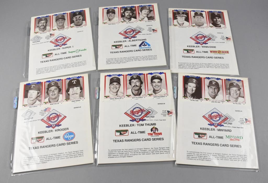 Keebler, Grocery Store Texas Rangers Baseball Trading Cards: This lot is for an awesome 1993 Keebler grouping of uncut Texas Rangers baseball cards.These cards were from various grocery stores, Albertsons, Winn Dixie, Kroger, Tom Thumb, Super 1 and Minyard.?