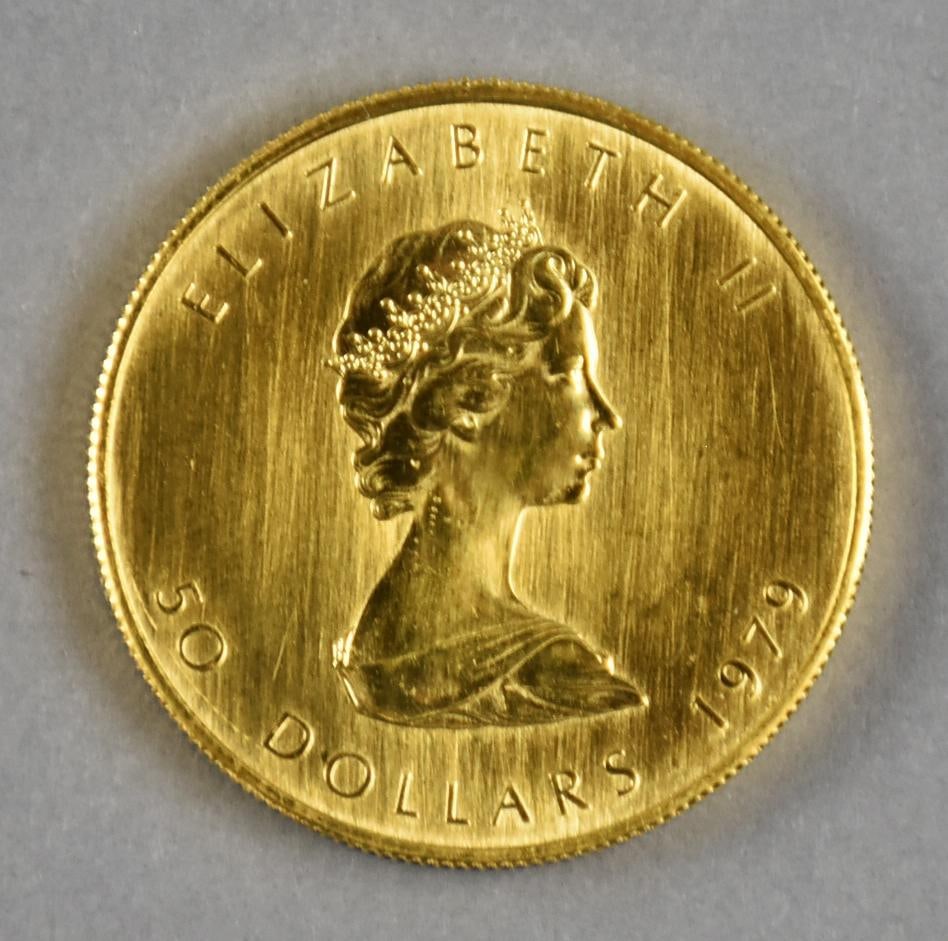 999 Fine Gold 1979 Canadian $50 Coin: Lot is for a $50 Canadian coin from 1979 and is 999 pure gold.?
