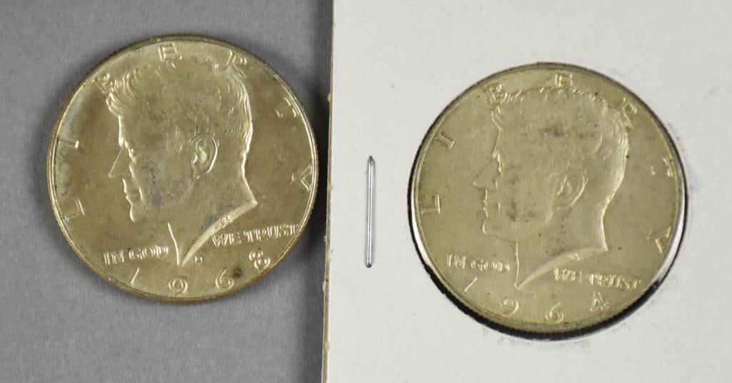 1964, 1968 Kennedy Half Silver Dollars - 3