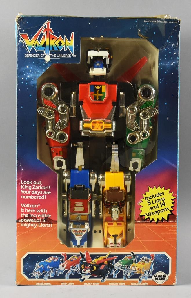 1984 Panosh Place Voltron Action Figure MIB: Cool Voltron action figure from 1984 and manufactured by World Events Productions. Comes in the original box.