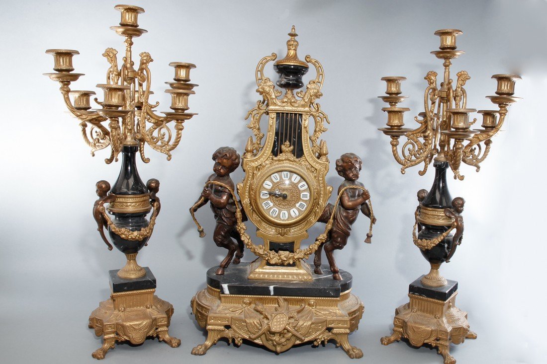 Brevettato Garniture Imperial Clock, Candelabras (1 of 4)