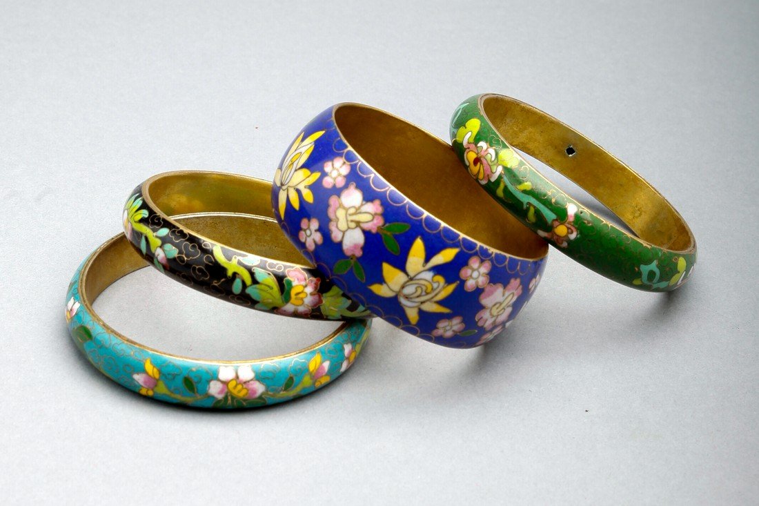 Lot of 4 Vintage Cloisonne Bangle Bracelets (1 of 1)
