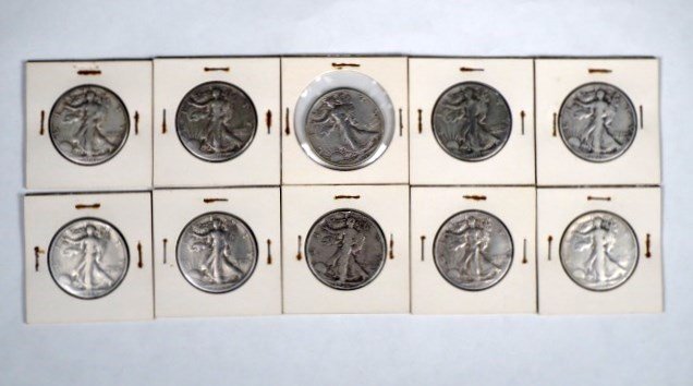 Lot  of 10 Walking Liberty Half Dollars (1 of 4)