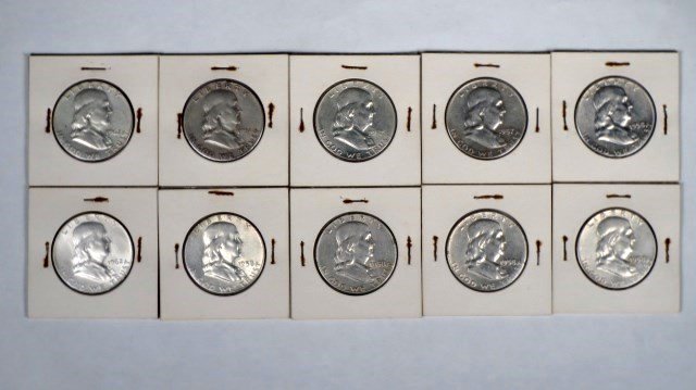 Lot of 10 Franklin Half Dollars Silver (1 of 4)