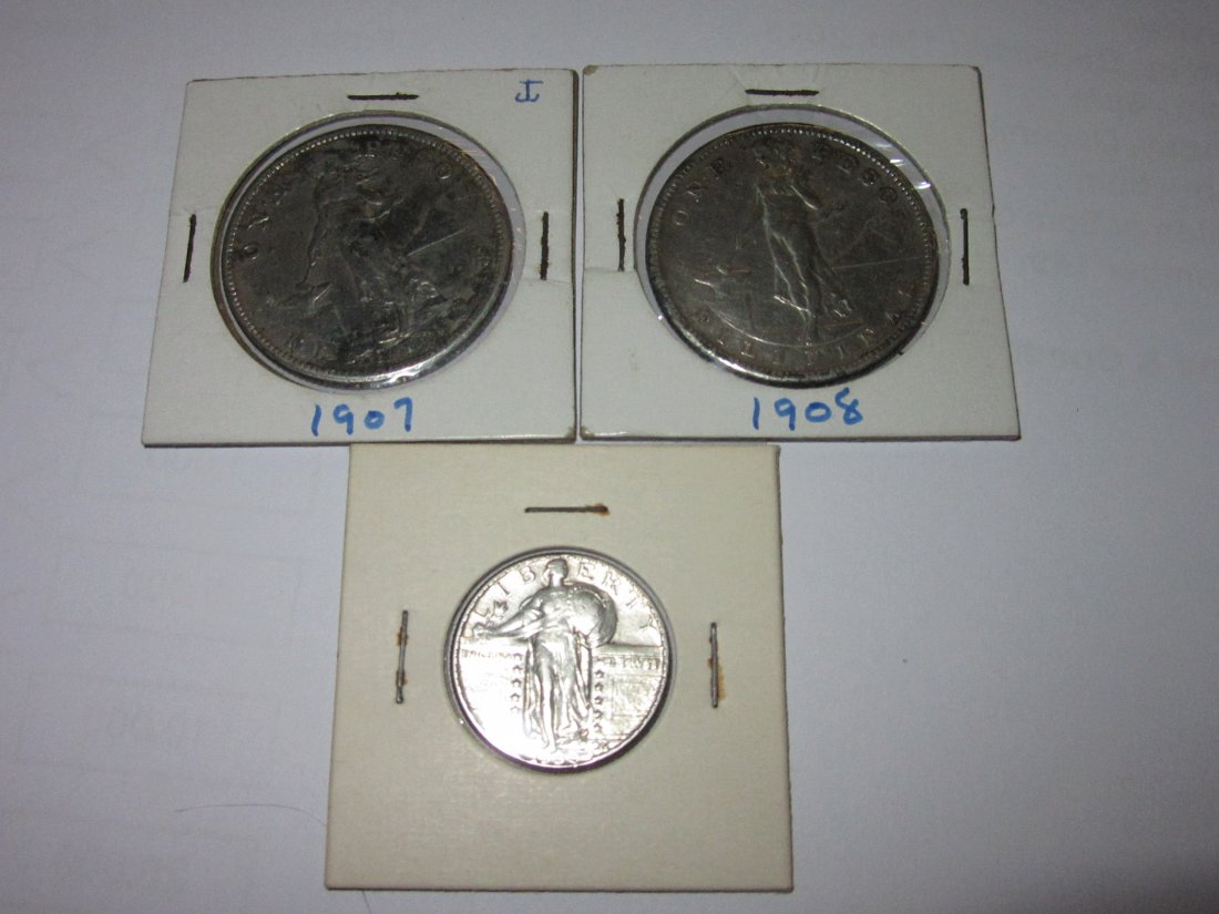 1907 & 1908 Trade dollar coin lot (1 of 10)