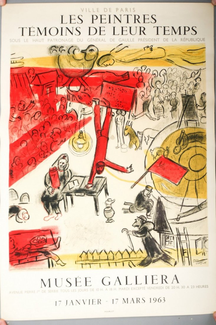 Marc Chagall The Revolution 1963 Sorlier Unframed: Unframed. The revolution Marc Chagall .1963 Musee Galerie Lithograph poster. Printed by MOURLOT Matches all points in Sorlier Chagall's Poster A Catalogue Raisonne. for this lithograph Measures 20 1/4
