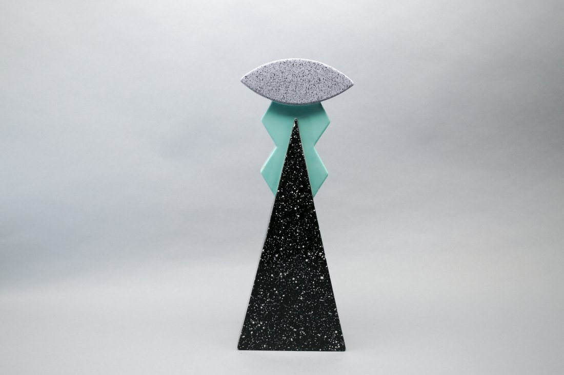 Postmodern Memphis Style Vase, Rita Duvall: Cool postmodern Memphis style vase signed by Rita Duvall, Stands 14.25" tall, 5.25" wide at widest point.