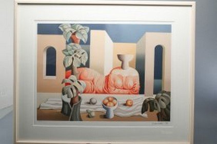 1993 Mario Carreno Serigraph Mujer con Filodendrea COA: Serigraph. Limited edition 163/199 titled Mujer con Filodendrea by Mario Carreno. Pencil Signed Carreno on the bottom right. Size 23 x 17, framed 25 x 31.