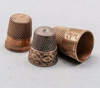 Lot of 3 Gold Thimbles 14 K & 10 K (1 of 2)