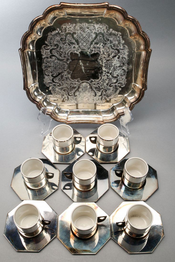 Wolff Silverplate Cup Holders and Saucers, Veracruz (1 of 4)